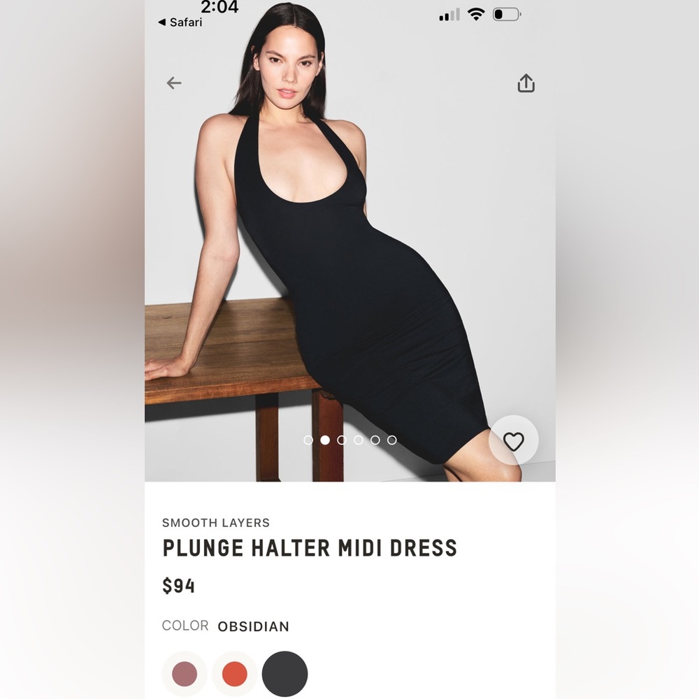 SKIMS black Plunge Halter Midi Dress size sm nwt